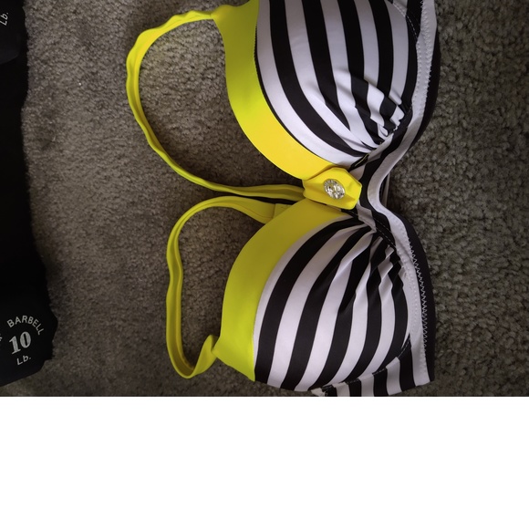 BLACK-GOLD-WHITE SWIM TOP - SIZE MED - Picture 4 of 7